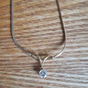 Gold and Cubic zirconia necklace